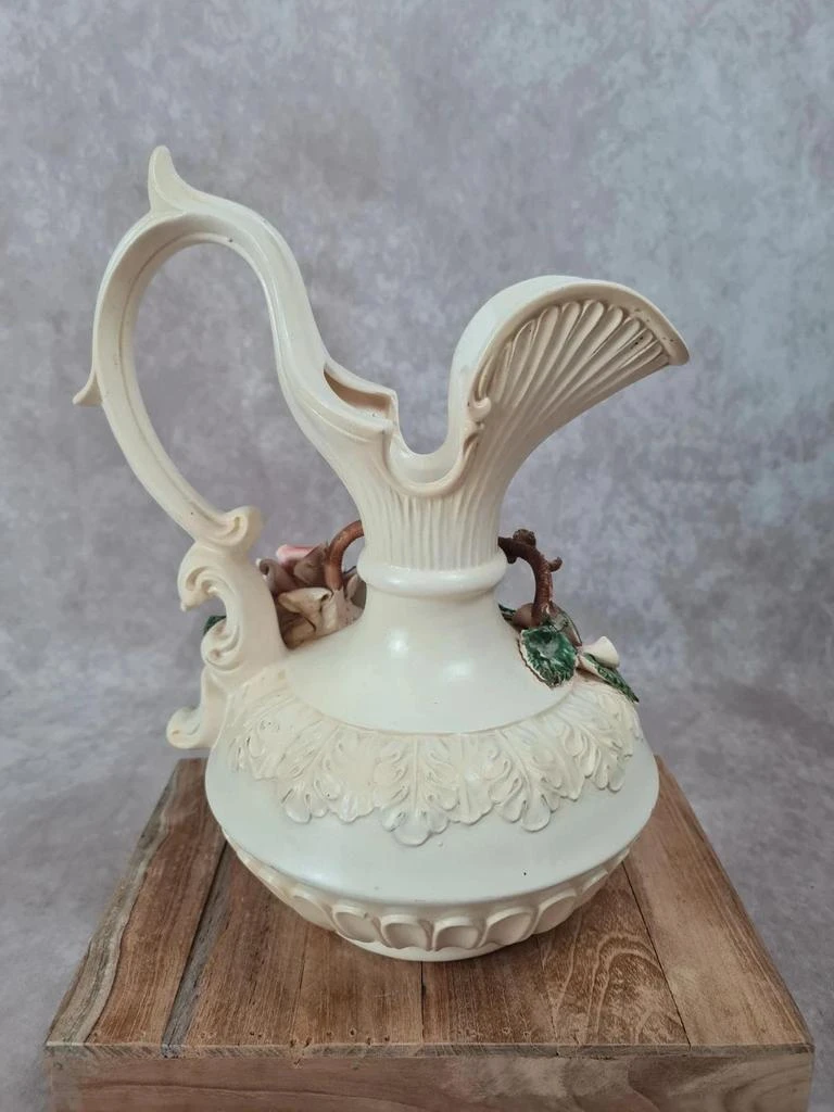Vintage decoratief fonteinbakje 🌿 Barokke bloemenkeramiek – photo 5